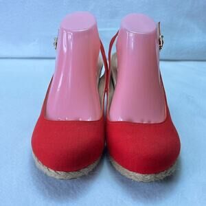 Vionic Shoes Womens 9 Coralina Espadrille Wedges Cherry Adjustable Strap Cushion